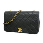 Chanel Shoulder Bag Quilted Lambskin Black Gold