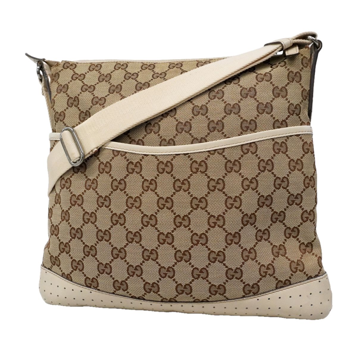 Gucci Shoulder Bag GG Canvas Beige Silver