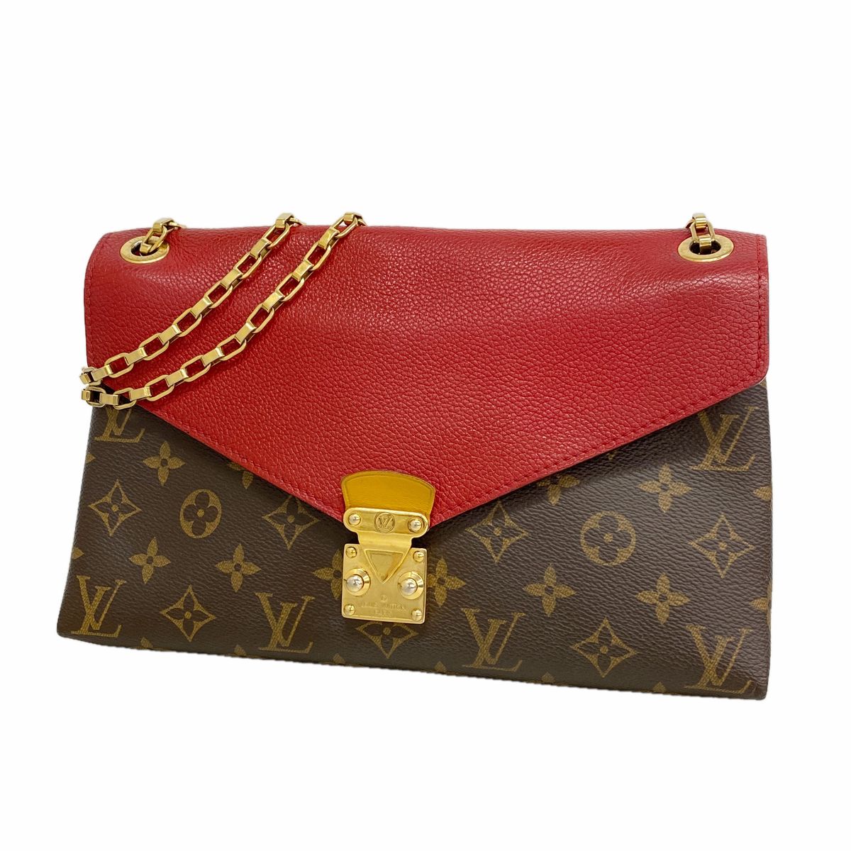 Louis Vuitton Shoulder Bag Monogram Pallas Chain Brown Cerise