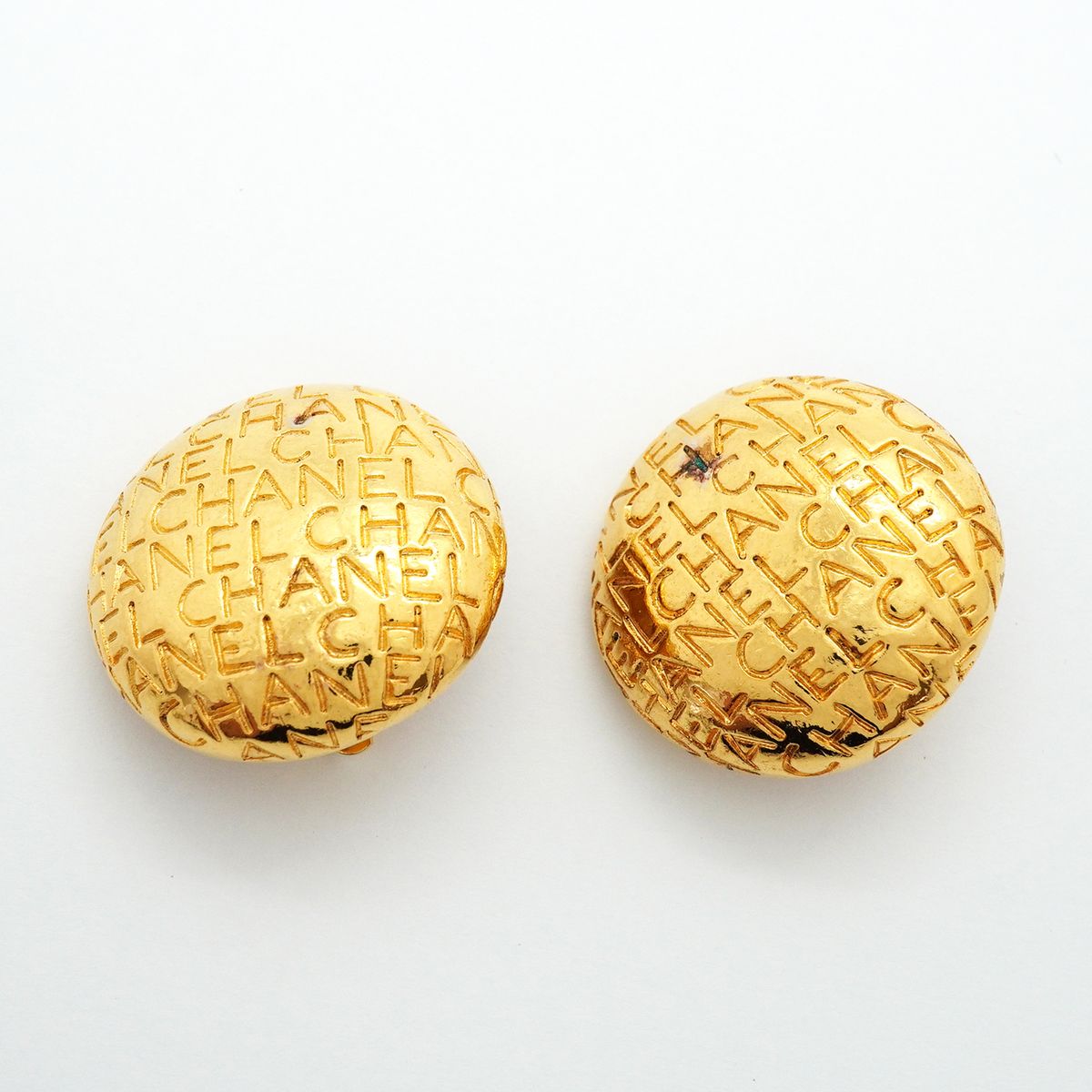 Chanel Earrings Vintage Logo Round Circle Gold Plated — view 2