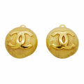 Chanel Earrings Vintage CC Logo Round Circle Gold Plated