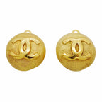 Chanel Earrings Vintage CC Logo Round Circle Gold Plated