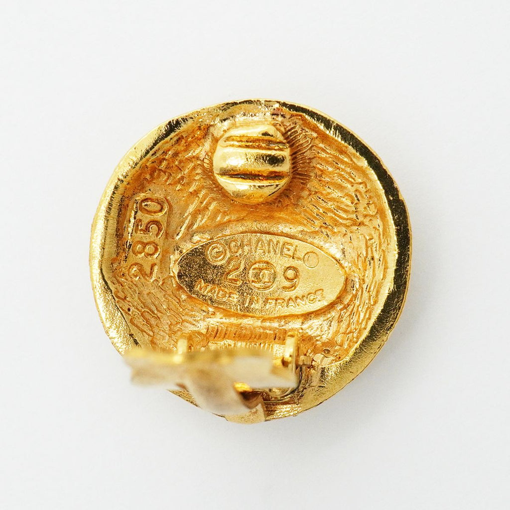 Chanel Earrings Vintage CC Logo Round Circle Gold Plated — view 4