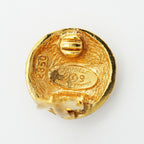 Chanel Earrings Vintage CC Logo Round Circle Gold Plated — view 4