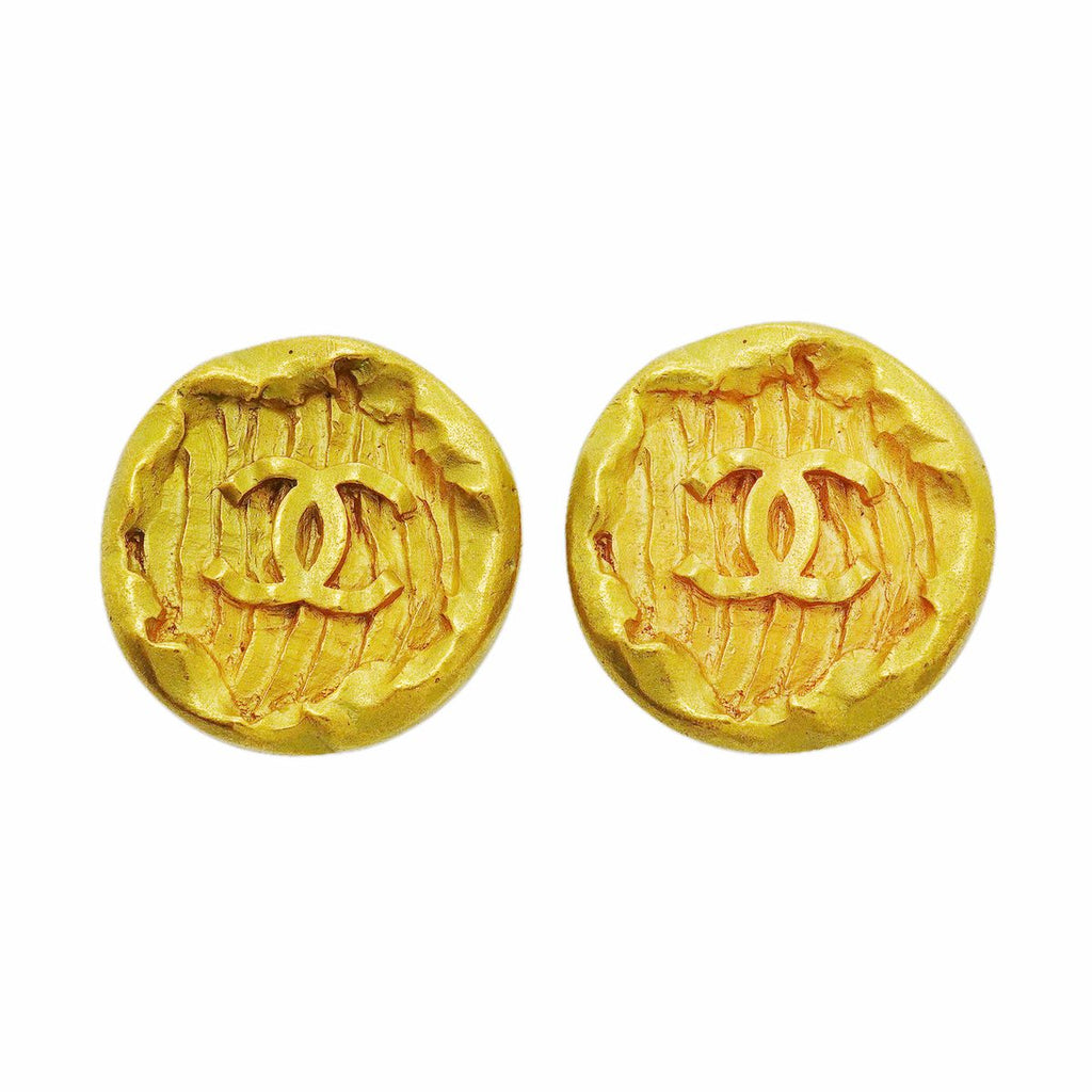 Chanel Earrings Vintage CC Logo Gold Plated