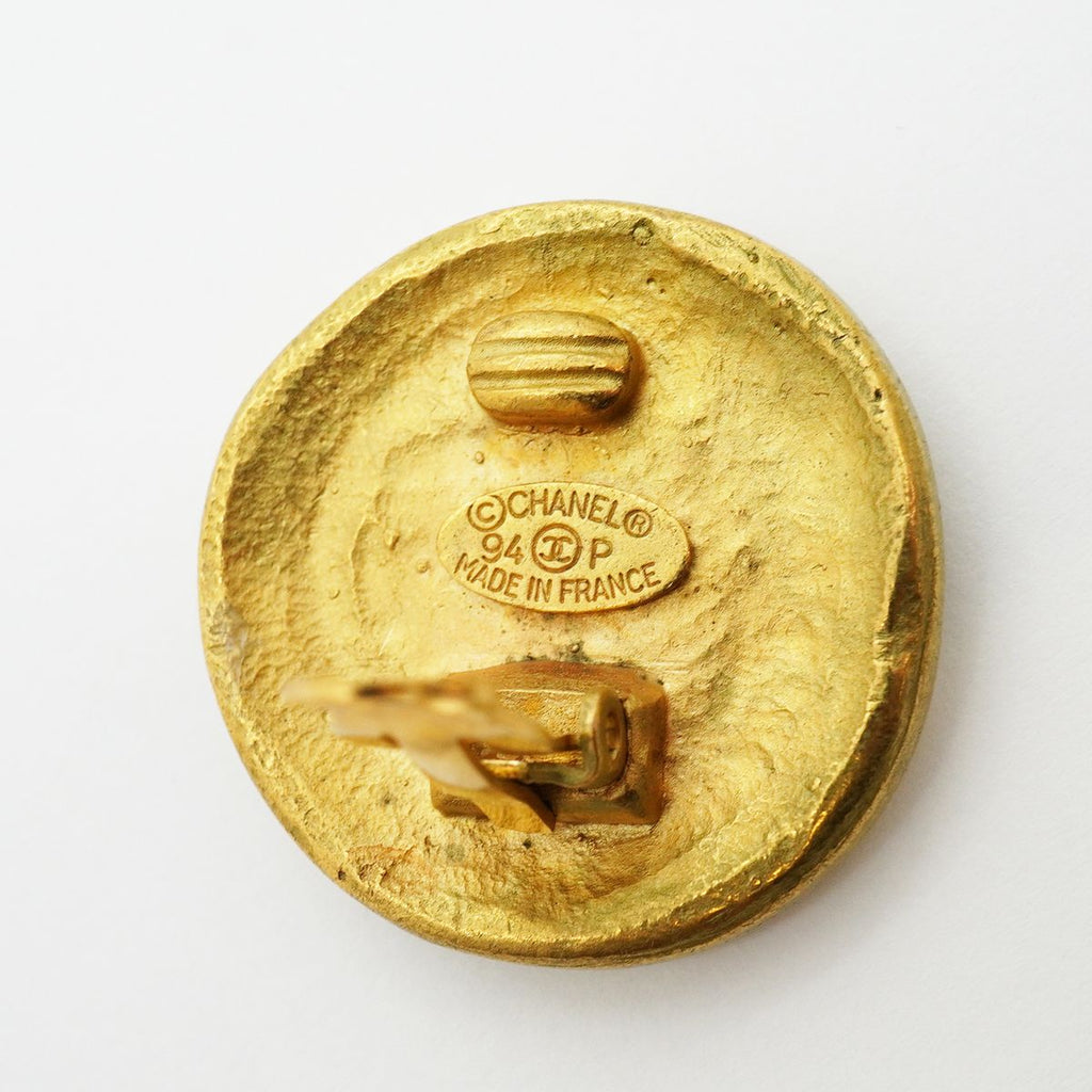 Chanel Earrings Vintage CC Logo Gold Plated — view 4