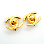 Chanel Earrings Vintage CC Logo Turnlock Gold Plated — view 2