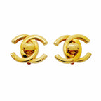 Chanel Earrings Vintage CC Logo Turnlock Gold Plated