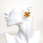 Chanel Earrings Vintage CC Logo Turnlock Gold Plated — view 5