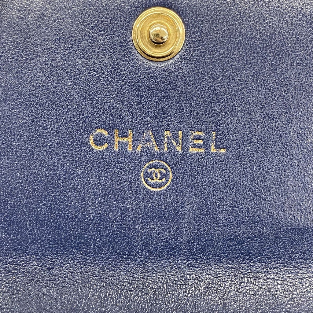 Chanel Card Case Filigree Caviar Leather Navy Gold — view 4
