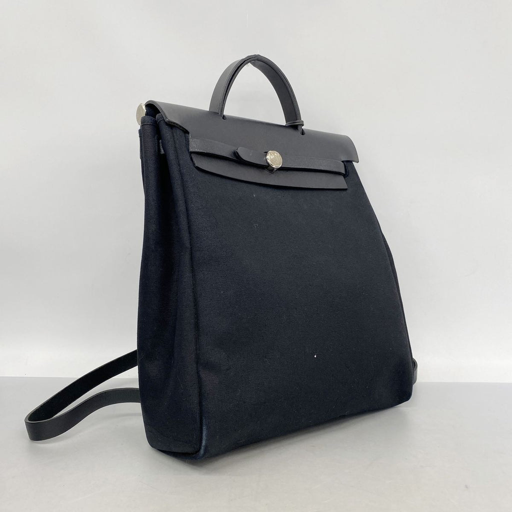 Hermes Backpack Herbag a Dos MM Toile Officier Black Silver — view 2