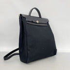 Hermes Backpack Herbag a Dos MM Toile Officier Black Silver — view 2