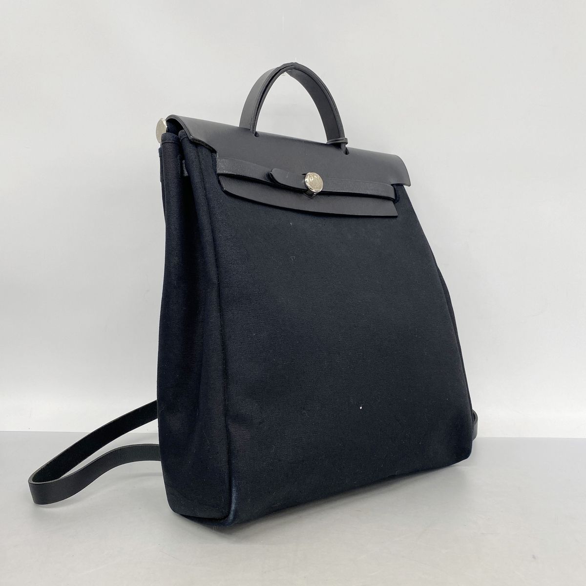 Hermes Backpack Herbag a Dos MM Toile Officier Black Silver — view 2
