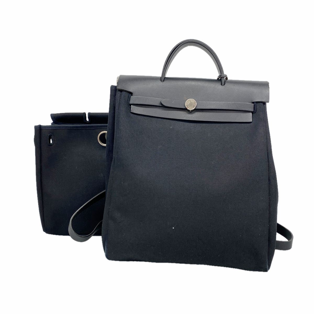 Hermes Backpack Herbag a Dos MM Toile Officier Black Silver