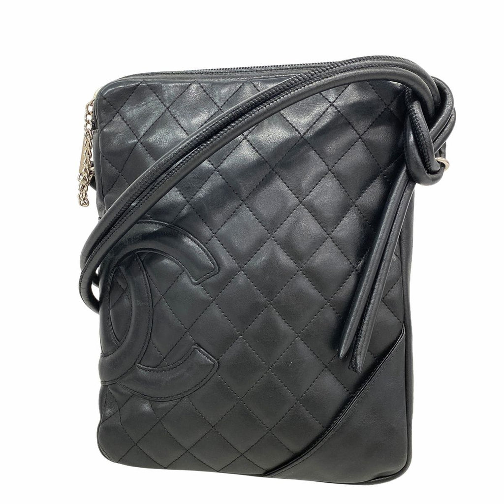 Chanel Shoulder Bag Cambon Lambskin Black Silver