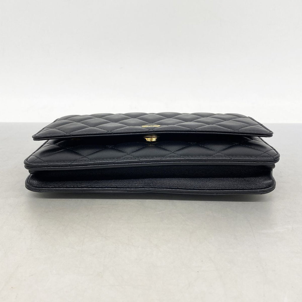 Chanel Wallet on Chain Quilted Lambskin Black Gold Shoulder Bag — view 3