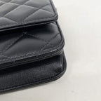 Chanel Wallet on Chain Quilted Lambskin Black Gold Shoulder Bag — view 6