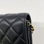 Chanel Wallet on Chain Quilted Lambskin Black Gold Shoulder Bag — view 7