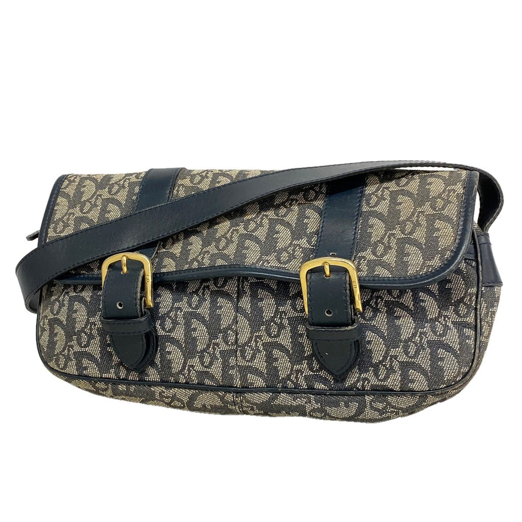 Dior Shoulder Bag Trotter Canvas Navy Gold