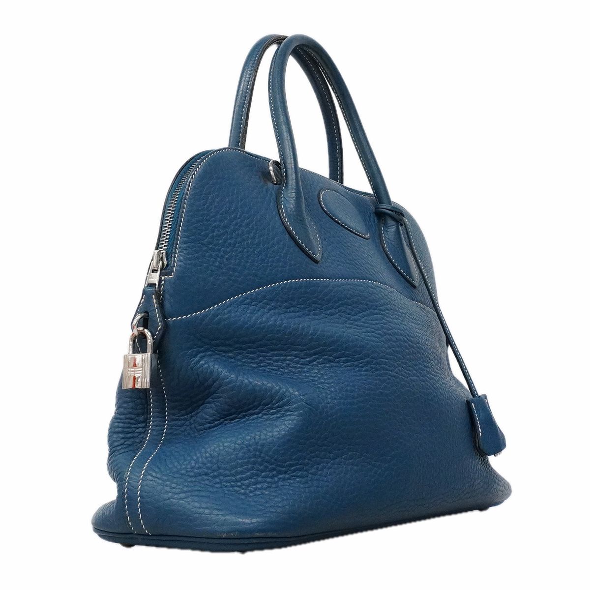 Hermes Handbag Bolide 35 Taurillon Clemence Blue Thalassa Silver 2-Way Bag — view 2