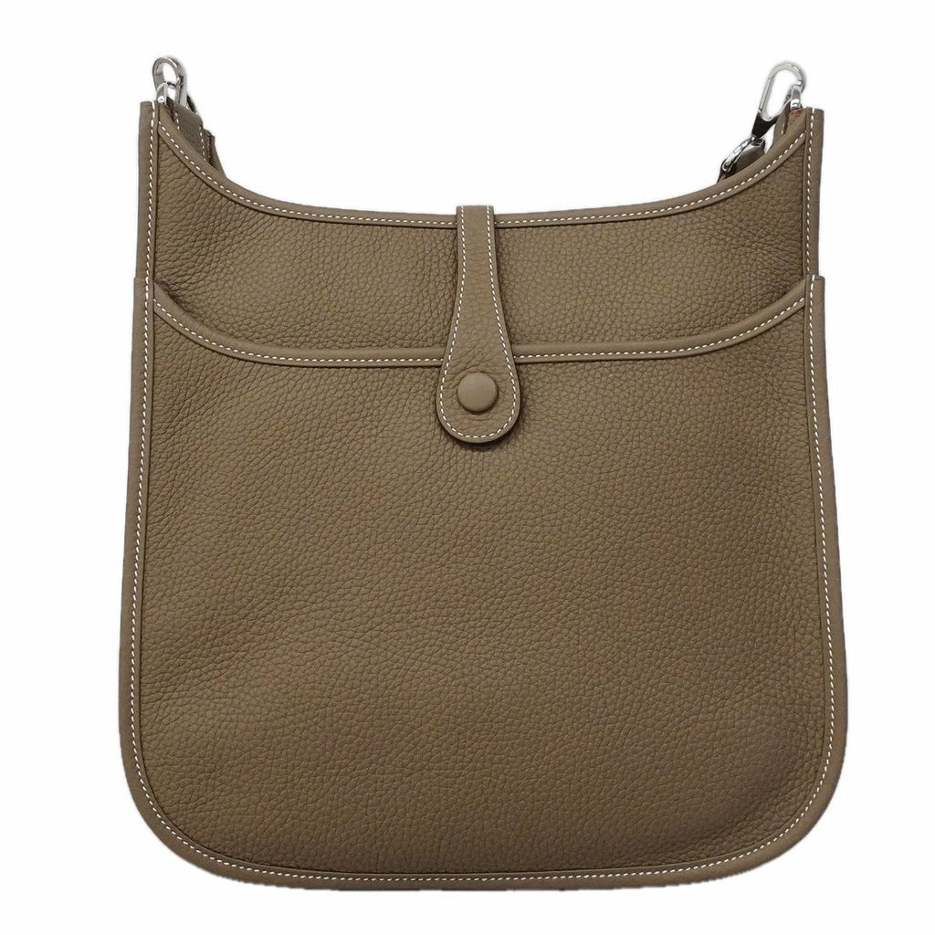 Hermes Shoulder Bag Evelyne Taurillon Clemence Etoupe Silver — view 6