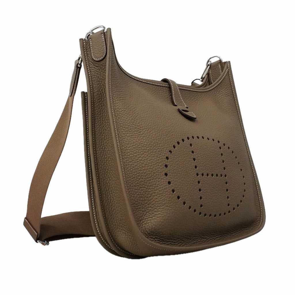 Hermes Shoulder Bag Evelyne Taurillon Clemence Etoupe Silver — view 2