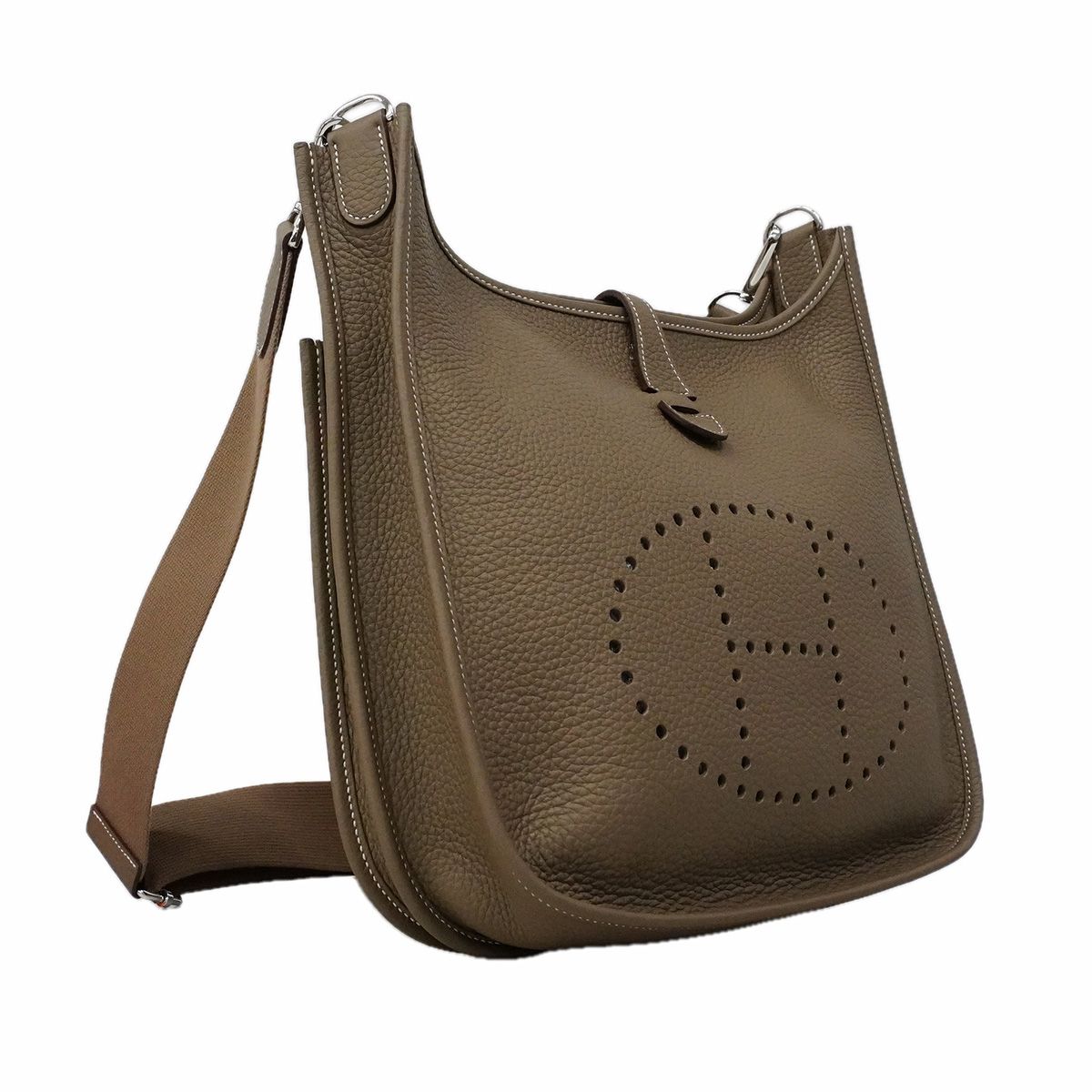Hermes Shoulder Bag Evelyne Taurillon Clemence Etoupe Silver — view 2