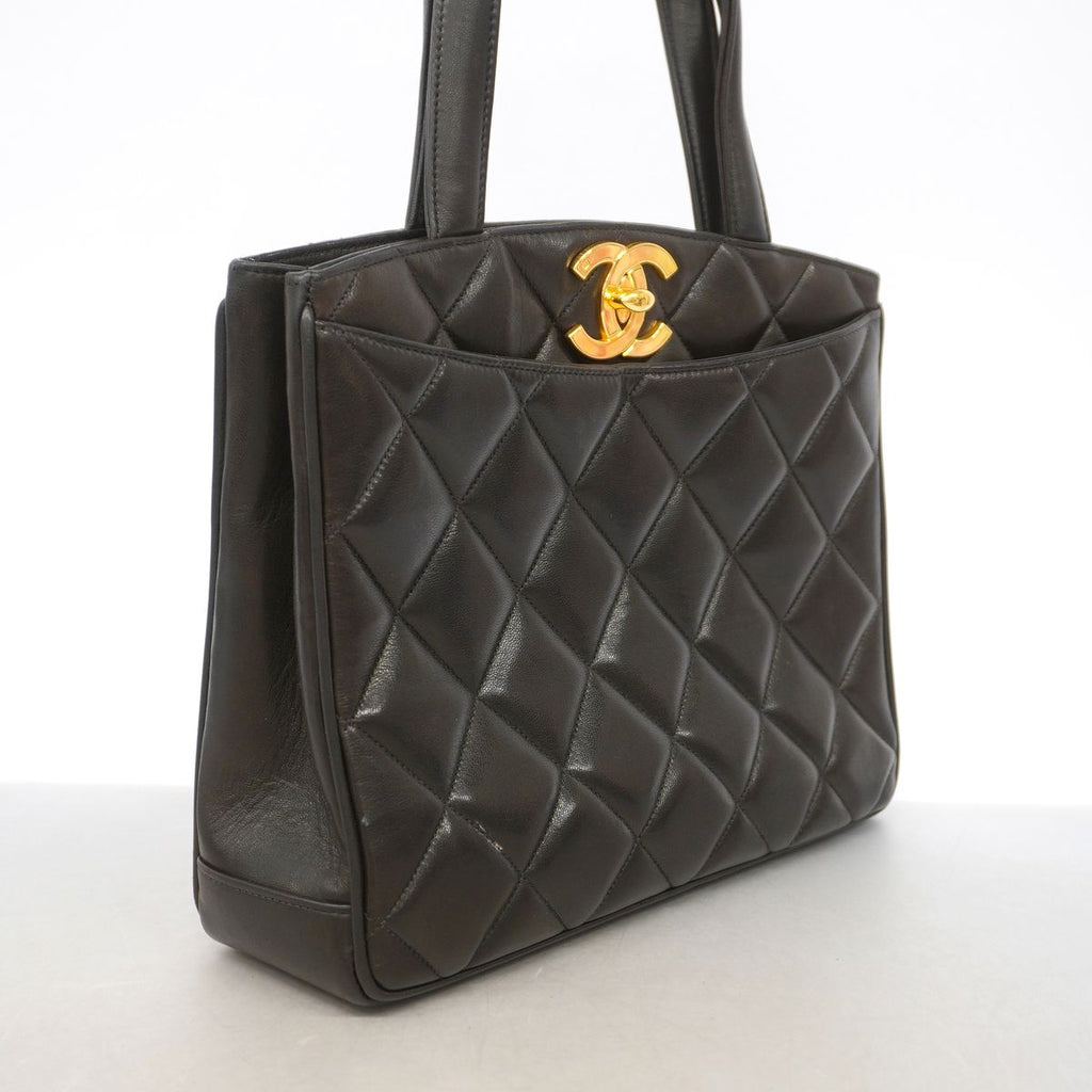 Chanel Tote Bag Quilted Lambskin Black Gold — view 2
