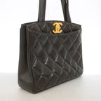 Chanel Tote Bag Quilted Lambskin Black Gold — view 2
