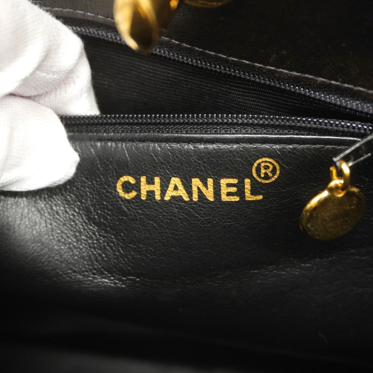 Chanel Tote Bag Quilted Lambskin Black Gold — view 5