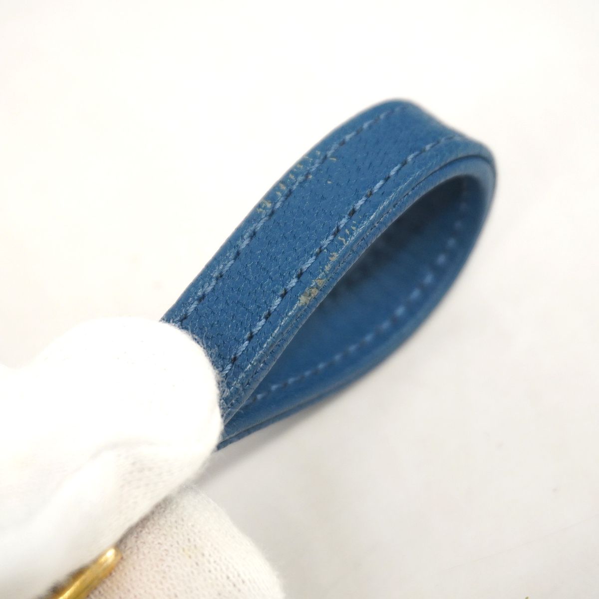 Chanel Shoulder Bag Quilted Leather Blue Gold — view 8