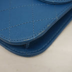 Chanel Shoulder Bag Quilted Leather Blue Gold — view 6