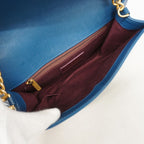 Chanel Shoulder Bag Quilted Leather Blue Gold — view 4