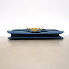 Chanel Shoulder Bag Quilted Leather Blue Gold — view 3