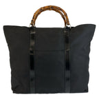 Gucci Bamboo Black Nylon Tote Bag