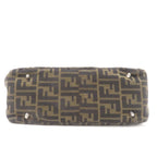 Fendi Zucca Handbag Canvas Leather Dark Brown Khaki — view 4