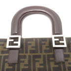 Fendi Zucca Handbag Canvas Leather Dark Brown Khaki — view 7