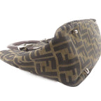 Fendi Zucca Handbag Canvas Leather Dark Brown Khaki — view 6