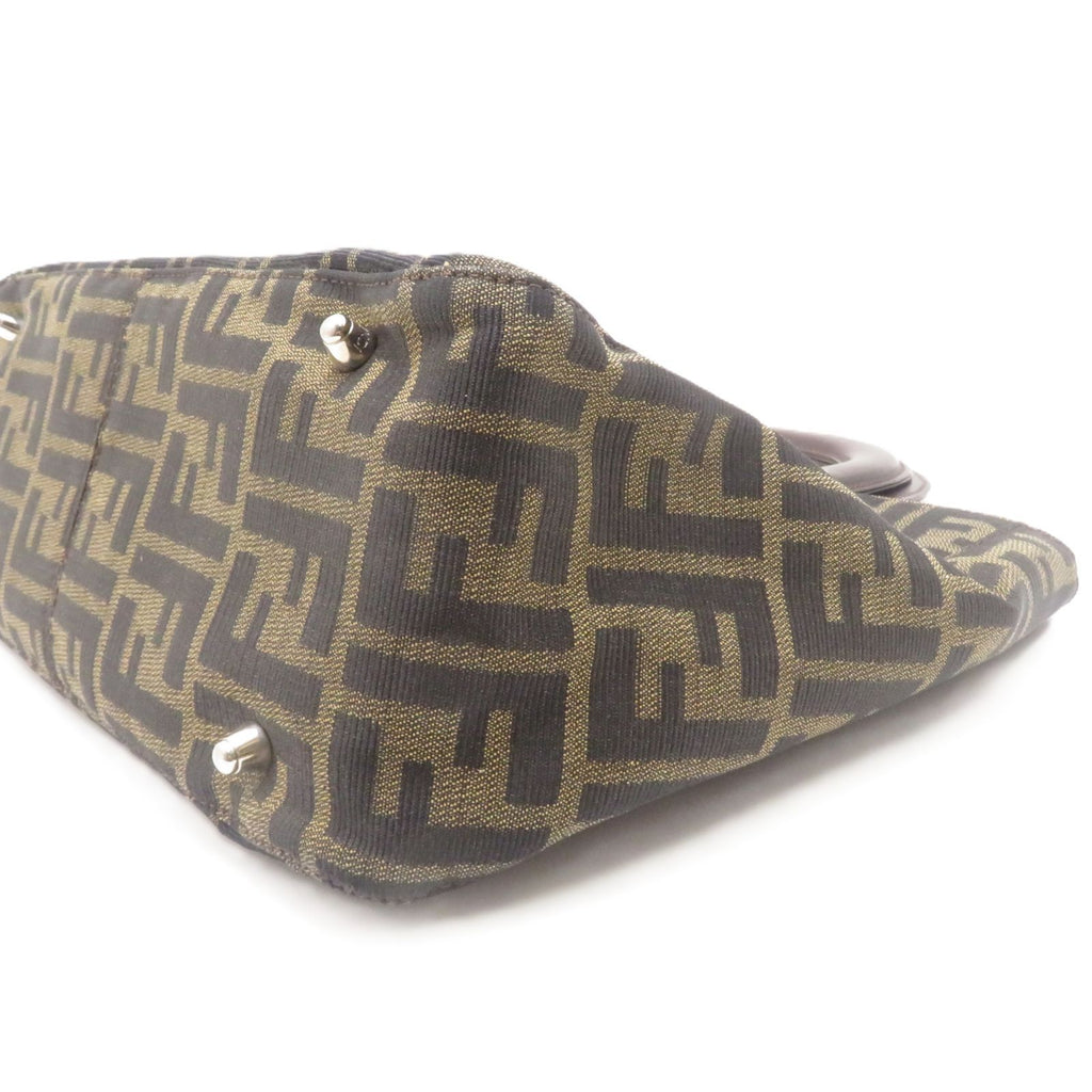 Fendi Zucca Handbag Canvas Leather Dark Brown Khaki — view 5