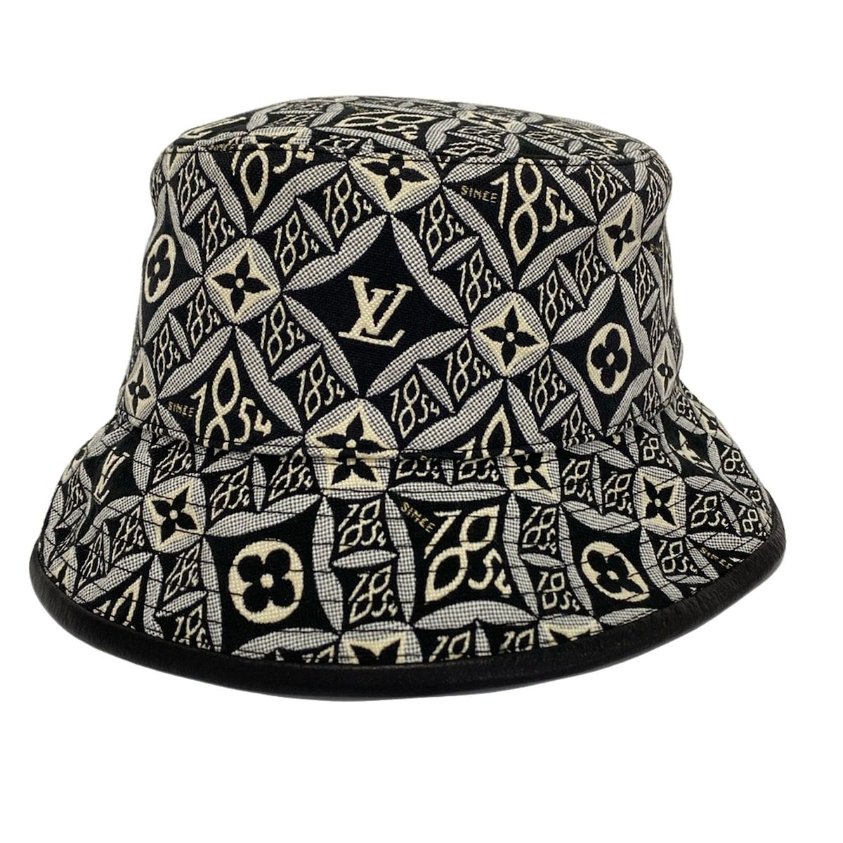 Louis Vuitton Hat Black White Light Blue Cotton Silk