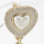 Chanel CC Logo Rhinestone Heart Earrings White — view 6