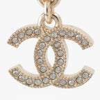 Chanel CC Logo Rhinestone Heart Earrings White — view 3