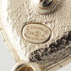 Chanel CC Logo Rhinestone Heart Earrings White — view 8