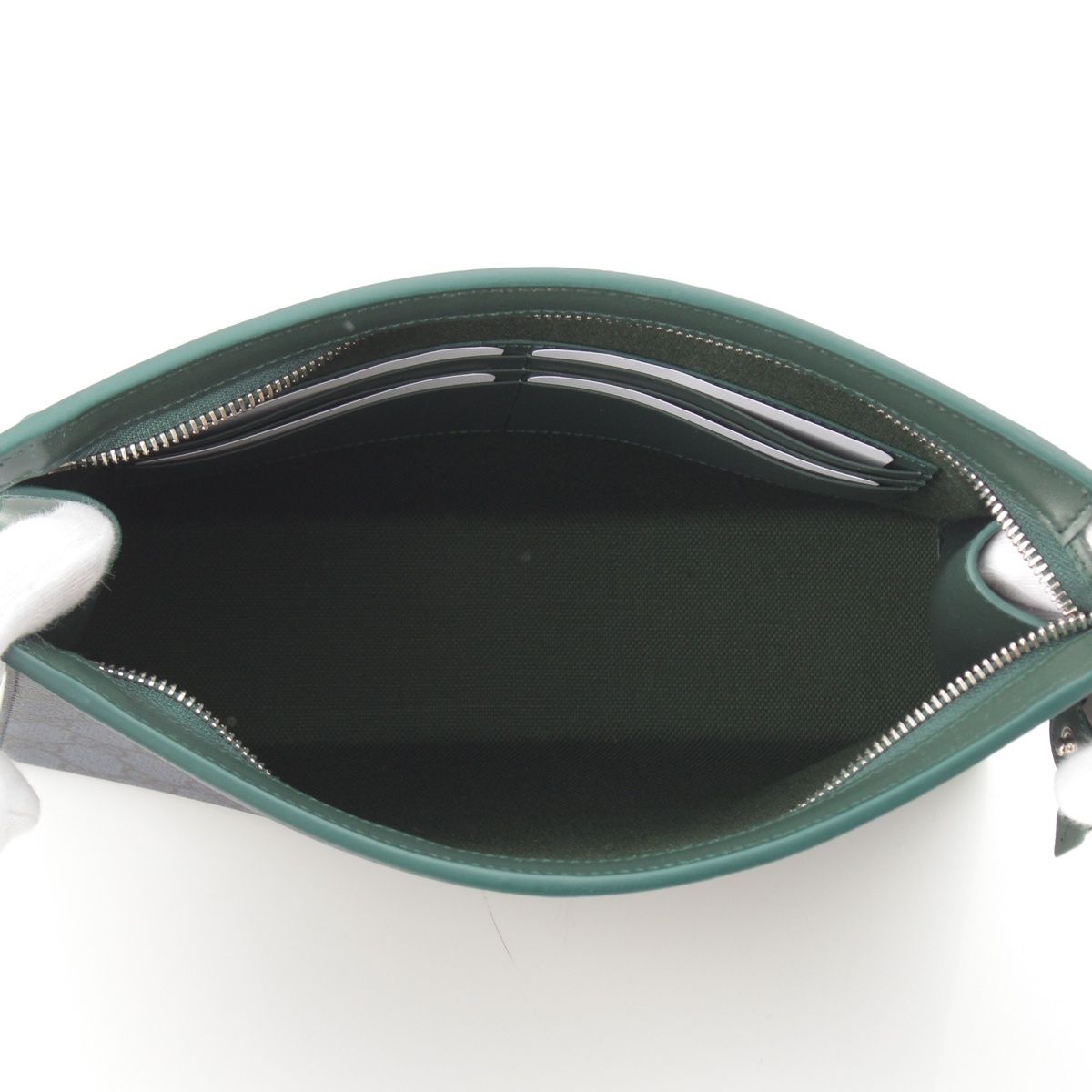 Gucci GG Supreme Medium Bicolor Silver Clutch Pouch Blue Navy Green — view 6