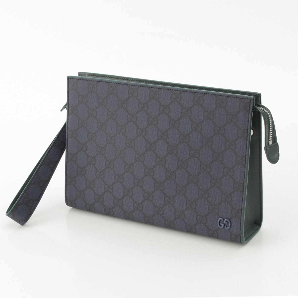 Gucci GG Supreme Medium Bicolor Silver Clutch Pouch Blue Navy Green — view 2