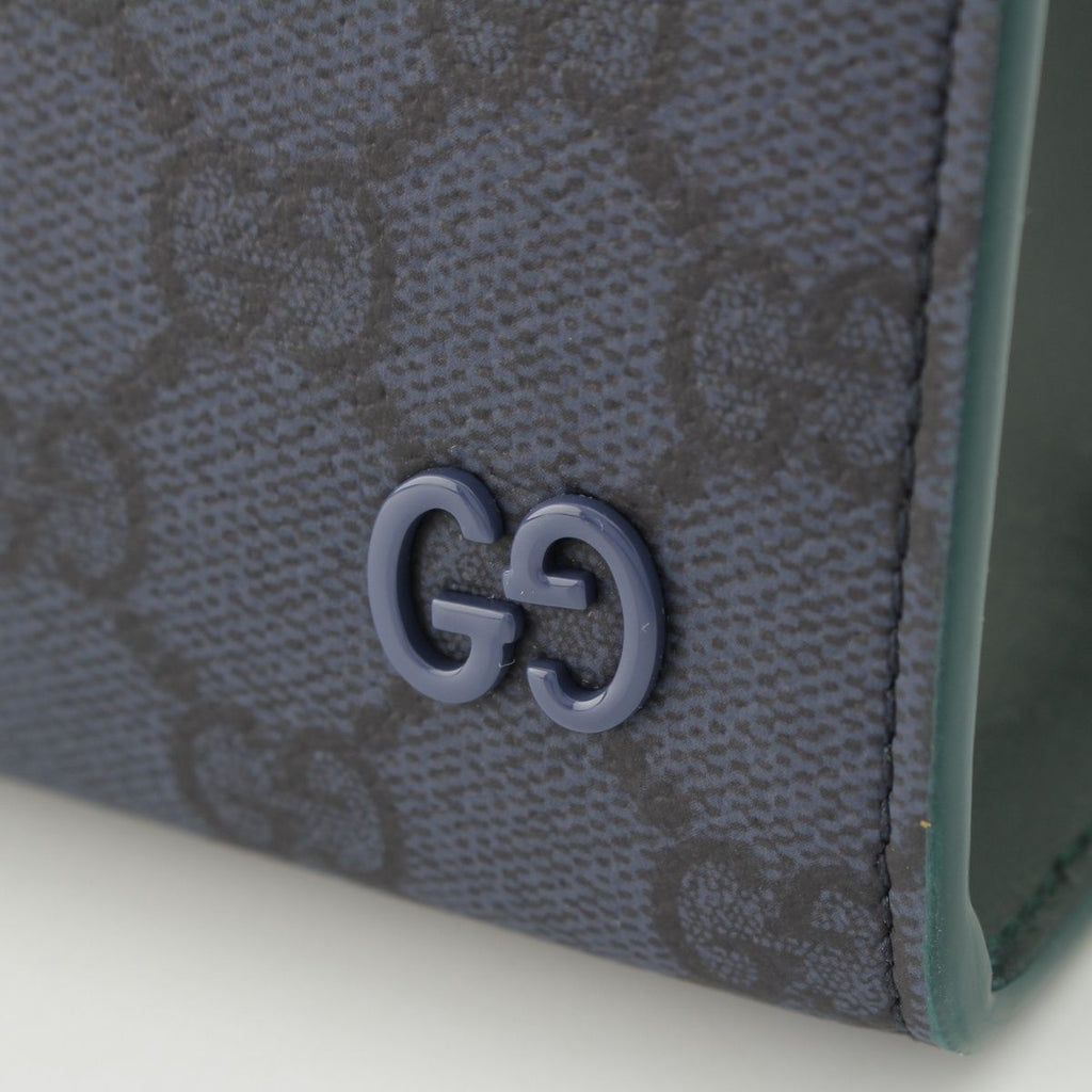 Gucci GG Supreme Medium Bicolor Silver Clutch Pouch Blue Navy Green — view 8