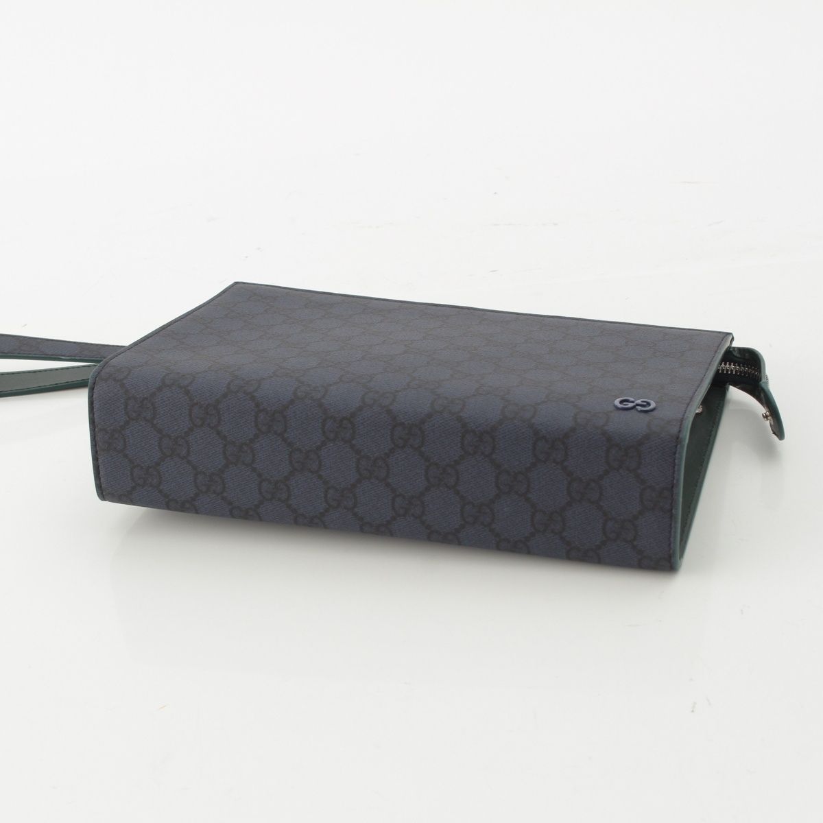 Gucci GG Supreme Medium Bicolor Silver Clutch Pouch Blue Navy Green — view 5