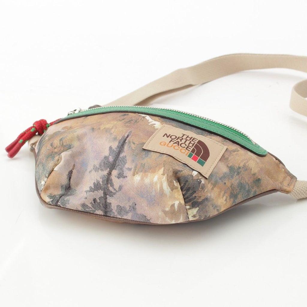 Gucci the North Face Nylon Leather Belt Bag Waist Pouch Beige Green — view 5
