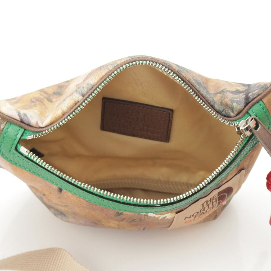 Gucci the North Face Nylon Leather Belt Bag Waist Pouch Beige Green — view 6