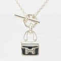 Hermes Amulette Constance H Logo T Bar Necklace Silver